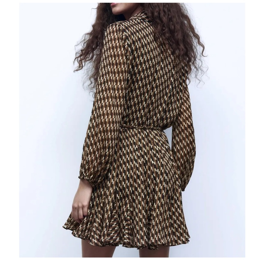 Zara gold printed mini dress - Picture 3 of 8